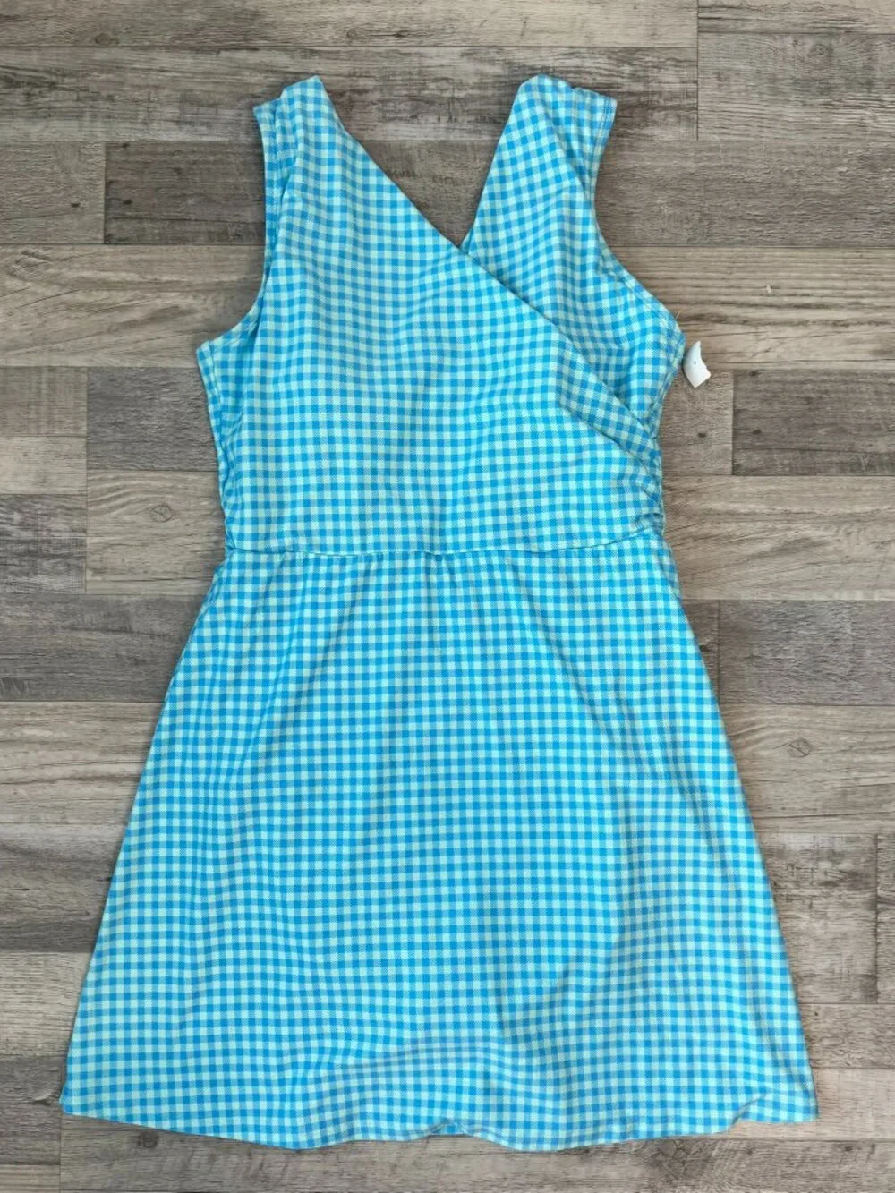 Land's End NWOT Women's Blue Check Swim Dress Size 12 K1